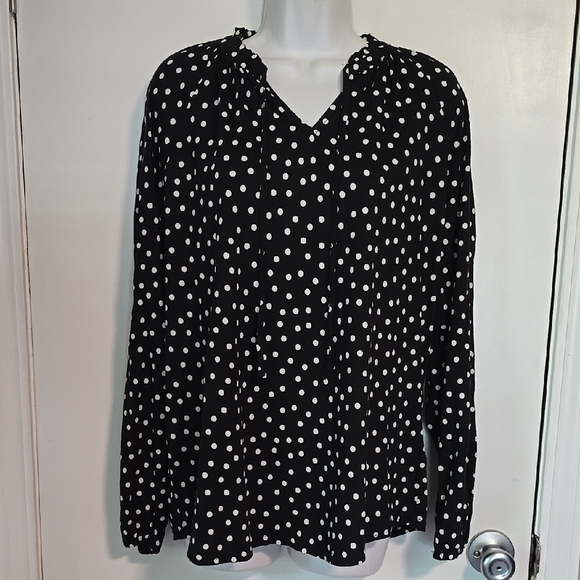 Chaps Black and White Polka Dot Blouse - Picture 1 of 6